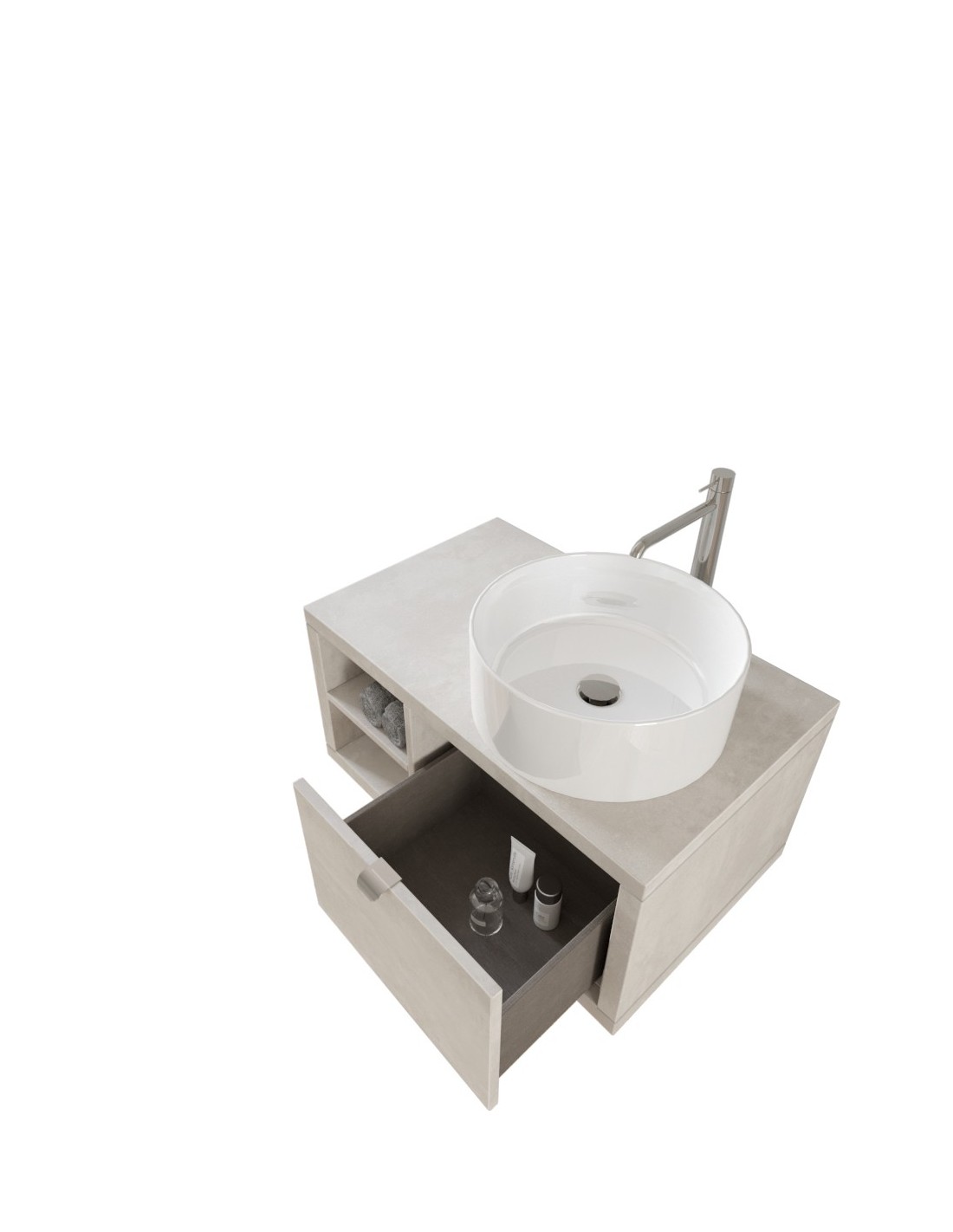 RIVESHOP - DIMO mobile sospeso cassetto e ripiano sx 80x50 grigio cielo - DIMO80SXGRIGIOCIELO