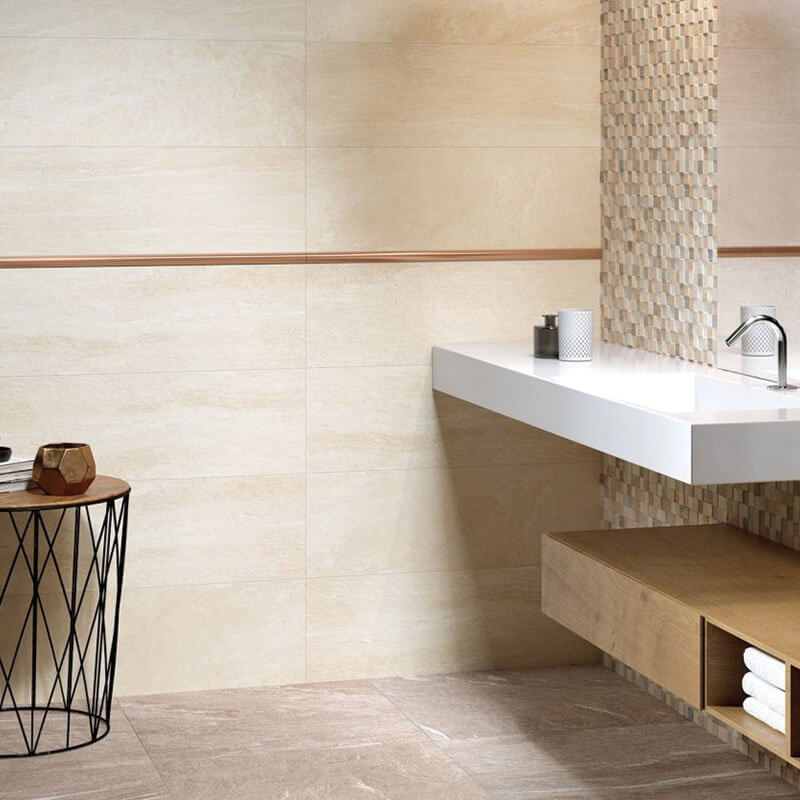 Rivestimento in Ceramica Effetto Pietra 25x75 Beige Orione - Herberia