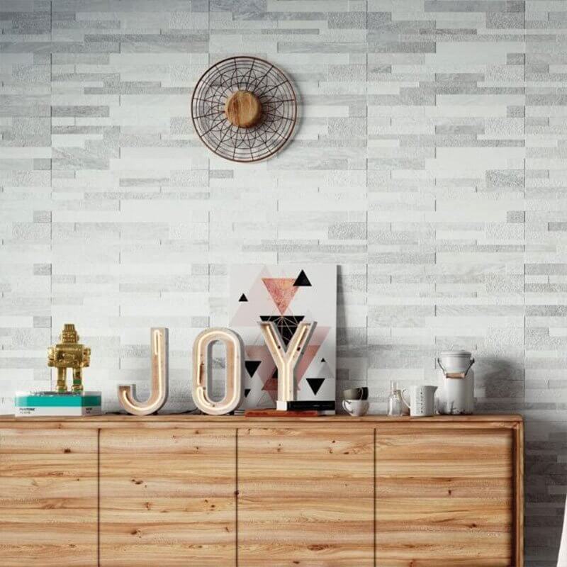 Rivestimento in Ceramica Effetto Muretto 25x75 Decoro Struttura Focus Grigio Orione - Herberia