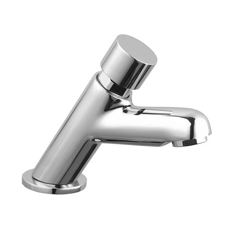 Rubinetto per lavabo temporizzato a pulsante Idral in ottone cromo