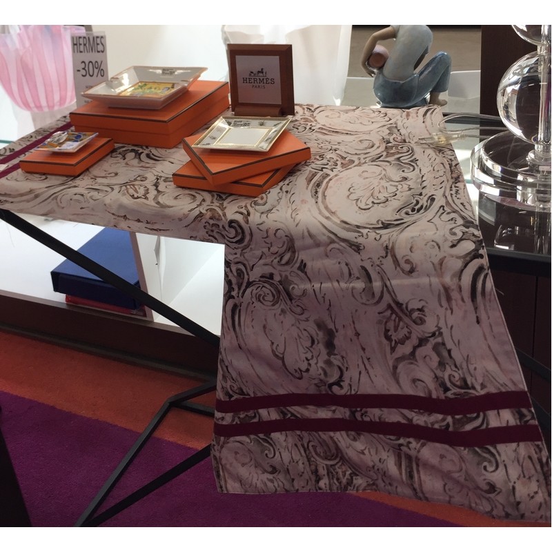 RUNNER BEIGE FANTASIA BORDEAUX 50X150 CM. 100% COTONE ETRO