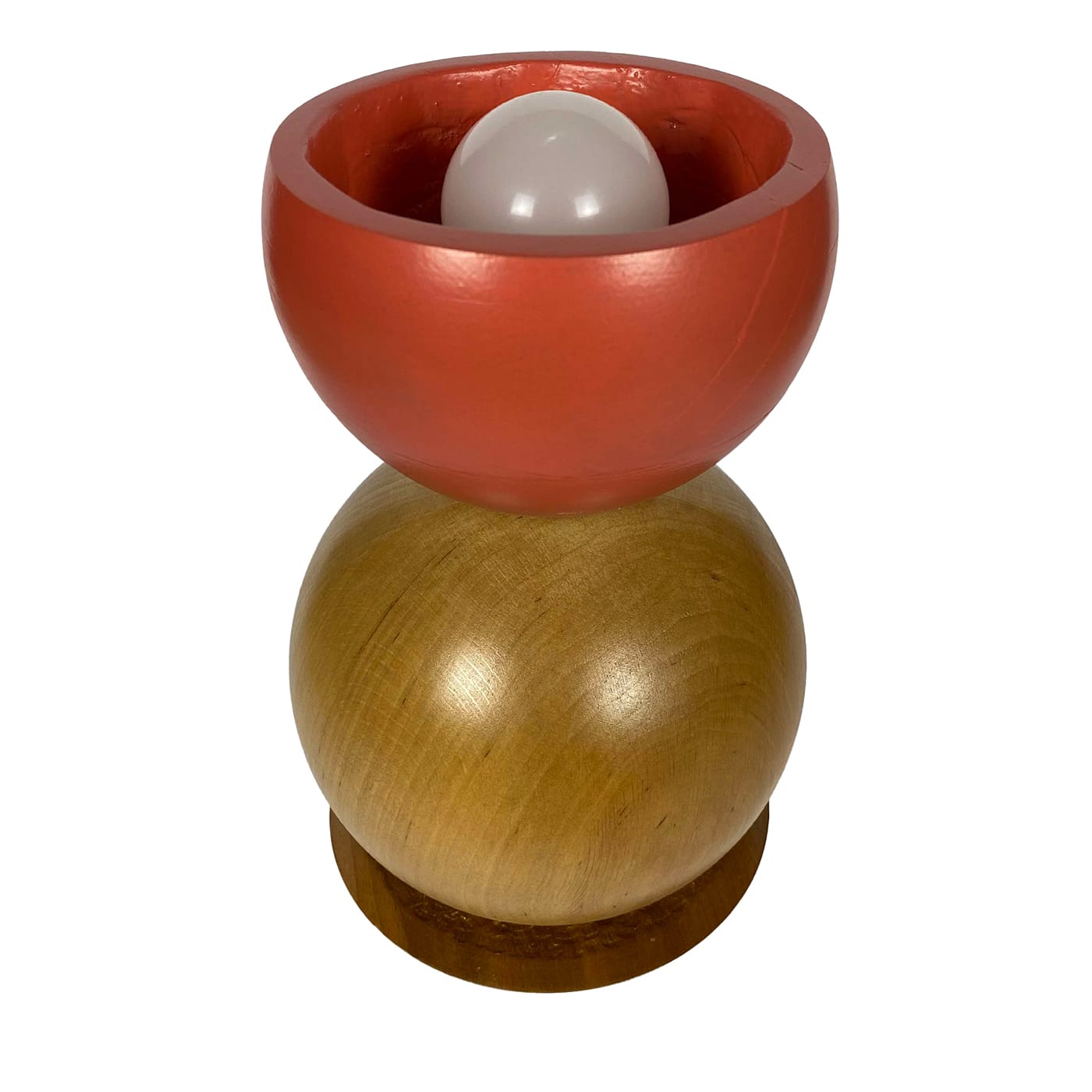 Lampada da tavolo in legno policromo Palla di Neve di Pietro Meccani