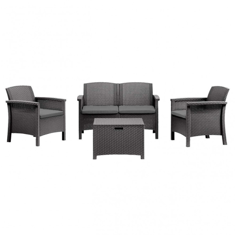 Salotto moderno in plastica da giardino terrazzo Divano e poltrone con Cuscini