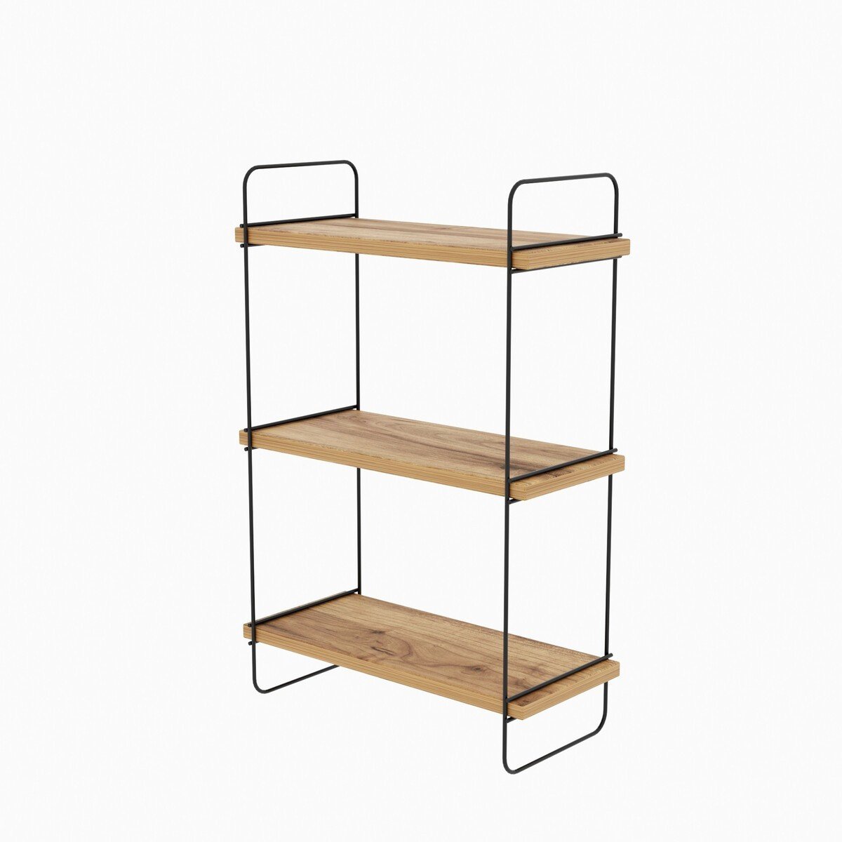 Scaffale da parete sospeso decorato in legno di pino e nero H66 cm - PULALIS