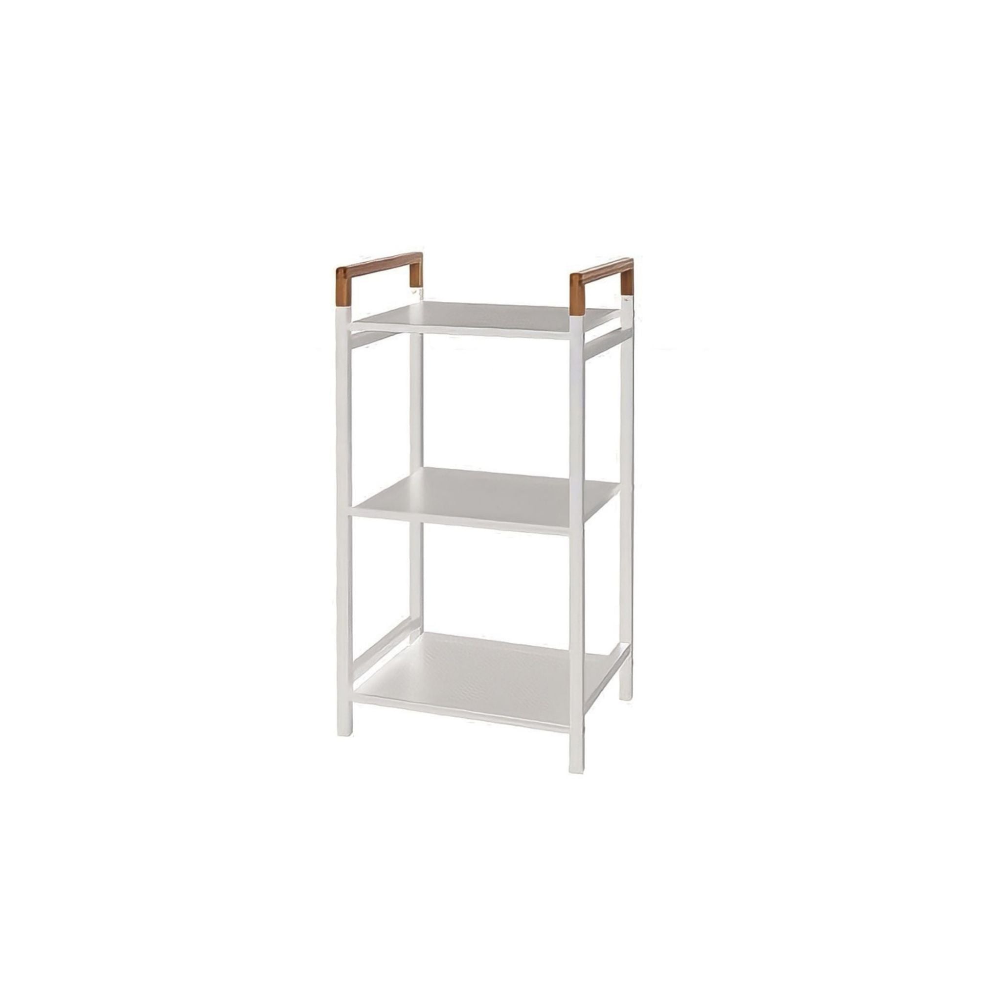 Scaffale Da Bagno Salvaspazio 80 Cm Tre Ripiani Feridras "Haiti" Bianco/Bambù