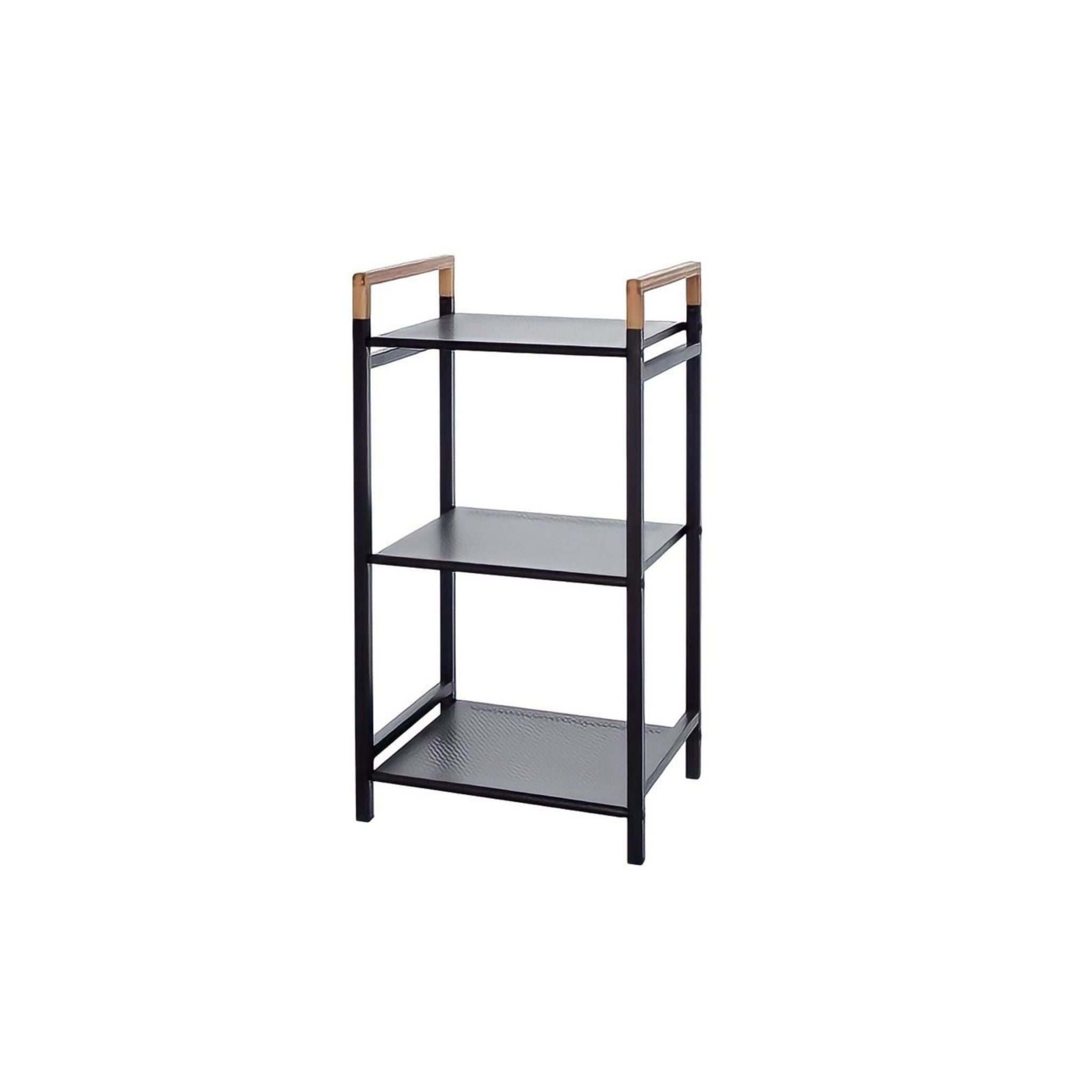 Scaffale Da Bagno Salvaspazio 80 Cm Tre Ripiani Feridras "Haiti" Nero/Bambù