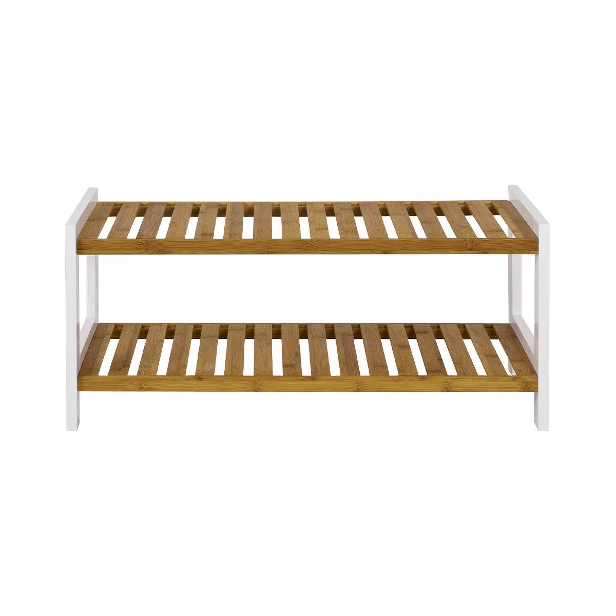 Scarpiera in bambù e decorazione bianca - H34 cm