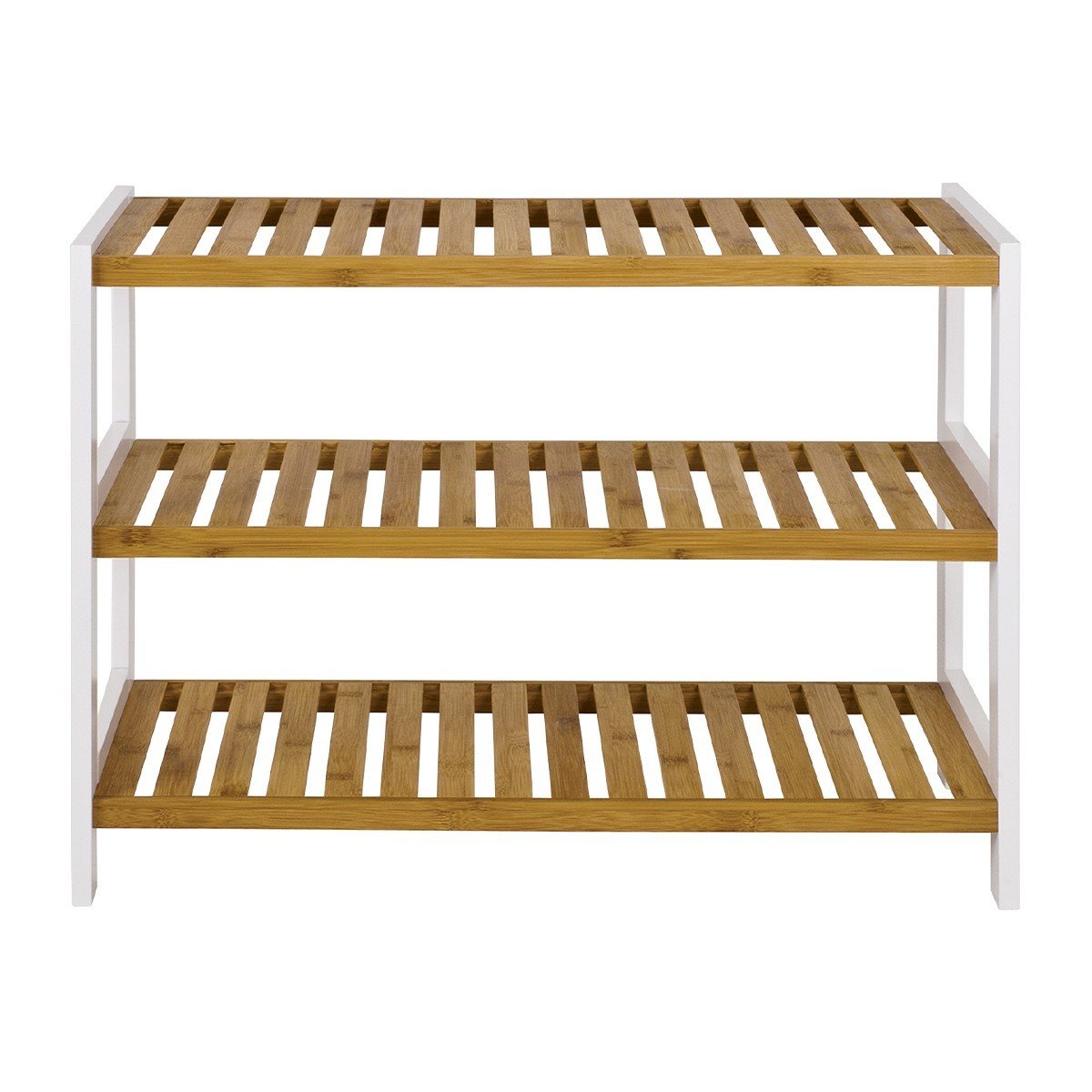 Scarpiera in bambù e decorazione bianca - H55 cm