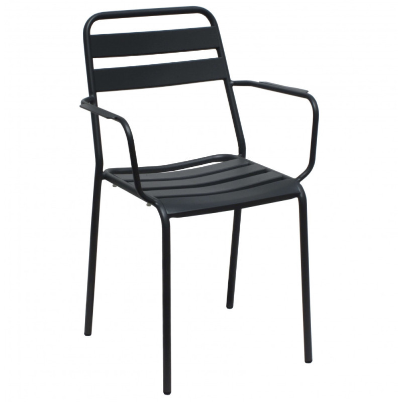 Sedia con braccioli in acciaio impilabile antracite da giardino terrazzo