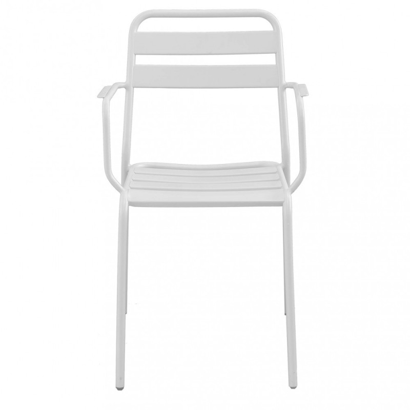 Sedia con braccioli in acciaio impilabile bianca da giardino terrazzo
