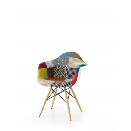 CHAIR DESIGN PATCHWORK FABRIC WITH LEGS IN BEECHWOOD