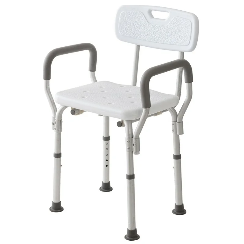 Sedia doccia con schienale regolabile in altezza e braccioli laterali