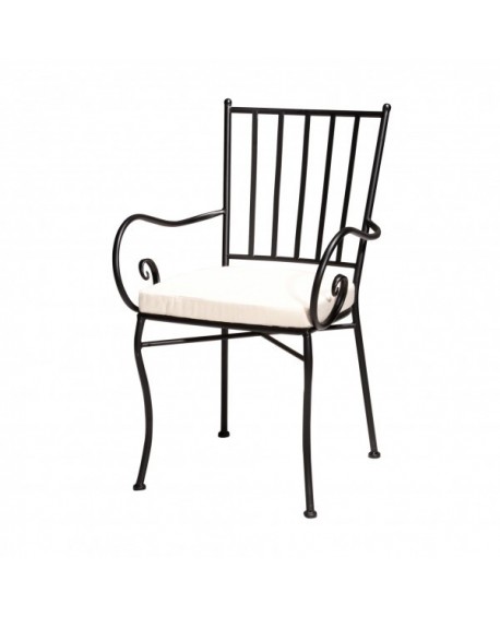 Sedia ORTIGIA in metallo con braccioli e cuscino