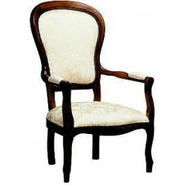 SEDIA POLTRONA BRACCIOLI LEGNO MASSELLO IMBOTTITA