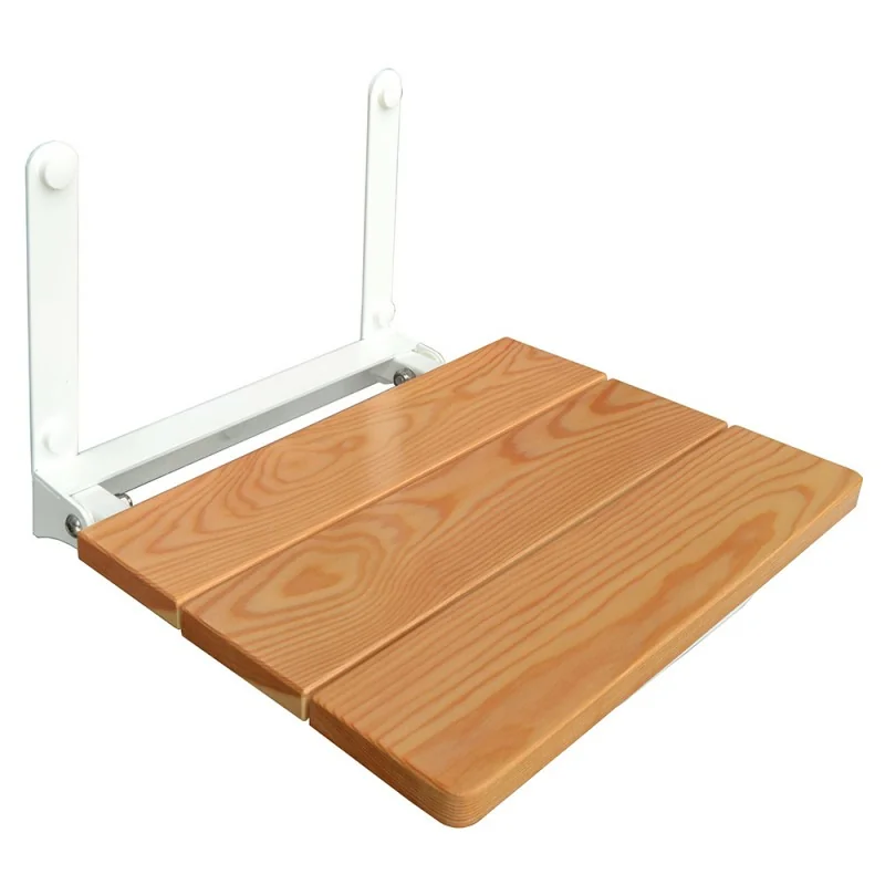 Sedile doccia a muro con seduta pieghevole 35x32 in legno di larice