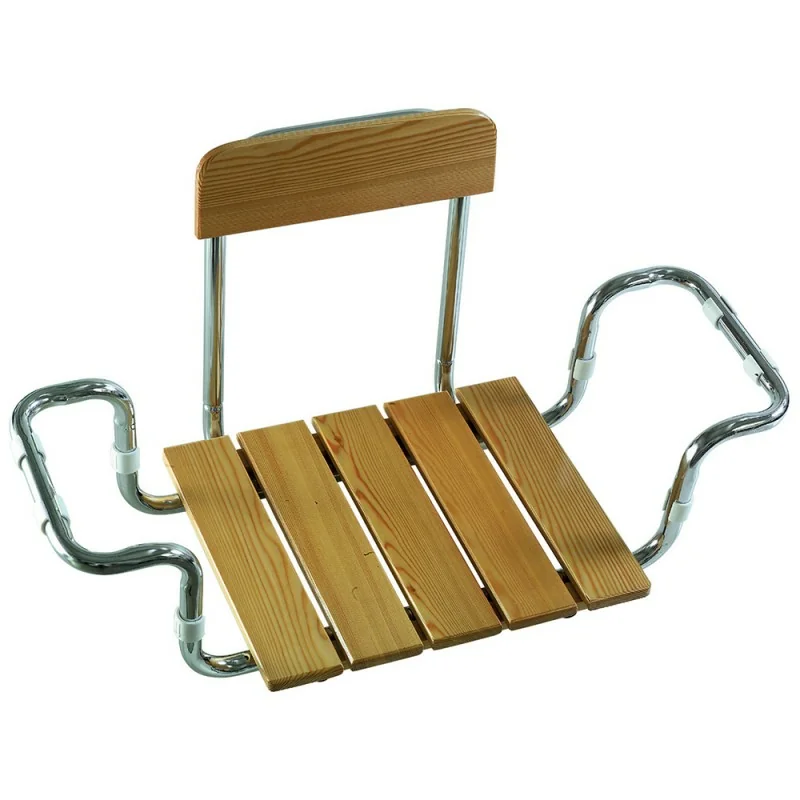 Sedile per vasca con schienale regolabile e telaio cromato portata 120 Kg