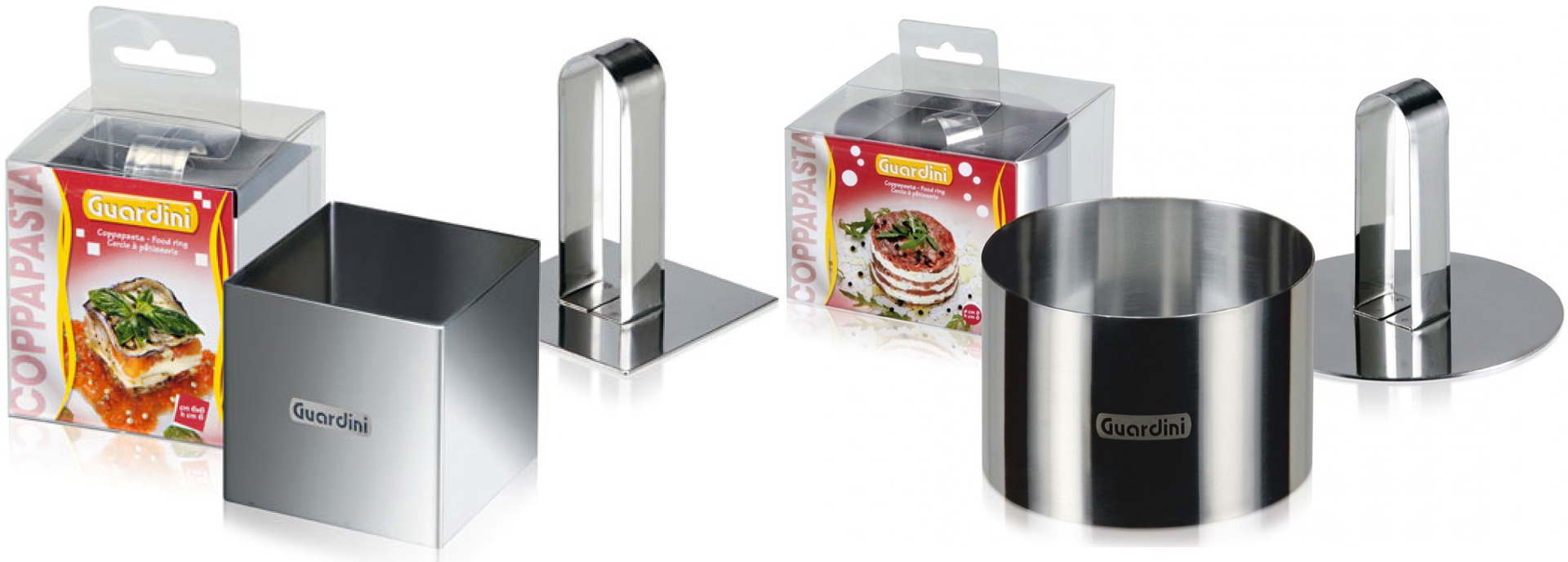 Set 2 Coppapasta Tondo E Quadro In Acciaio Con Stantuffo