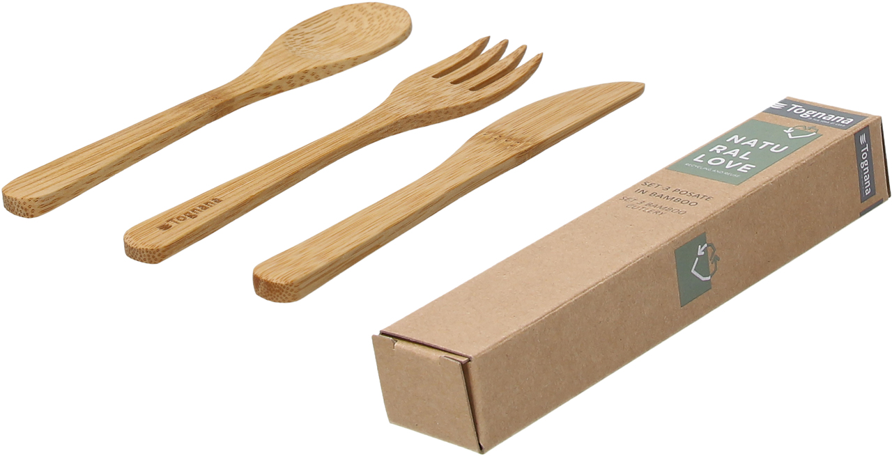 Set 3 Posate In Bambù