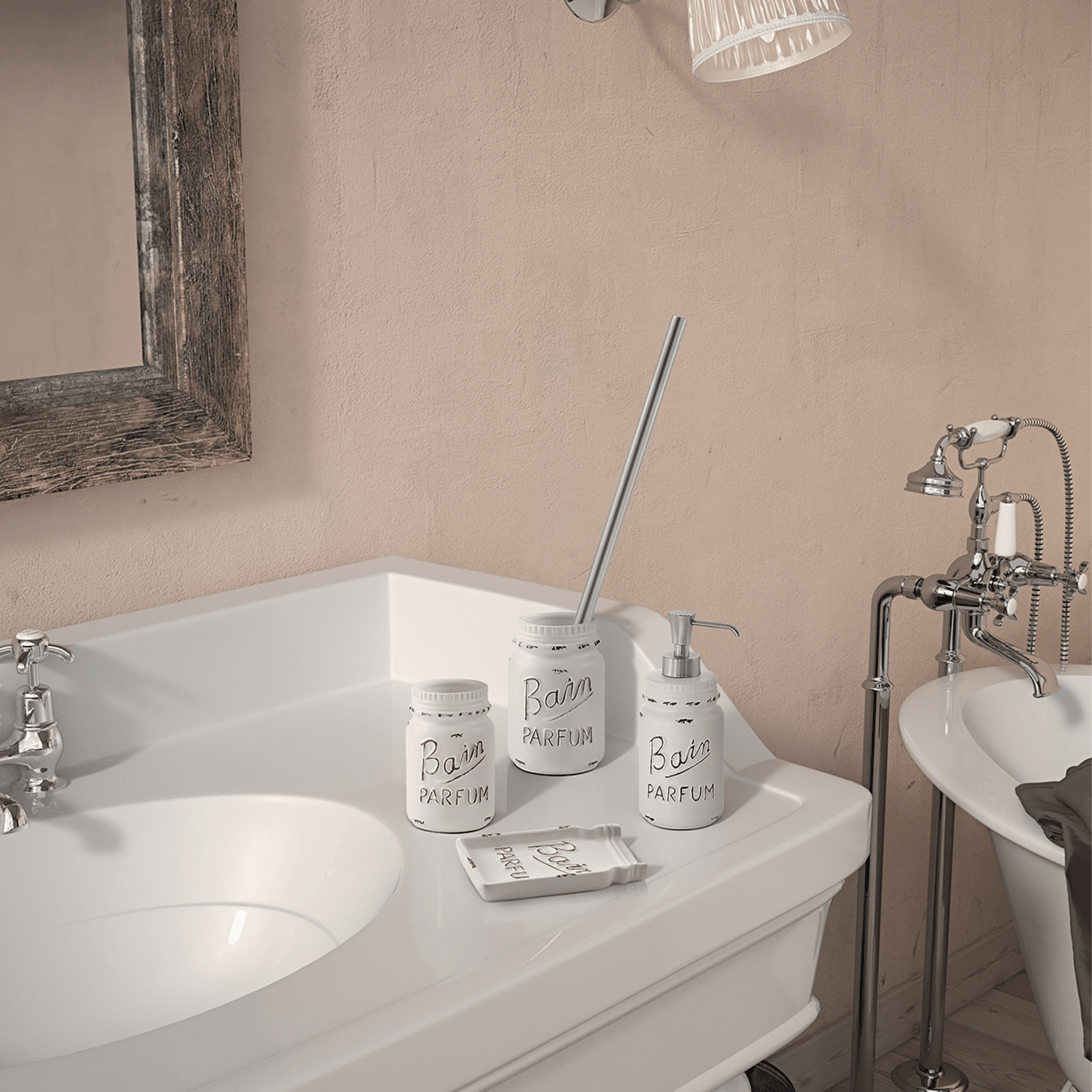 Set 5 Accessori D'Appoggio Gedy "Catherine" Bianco