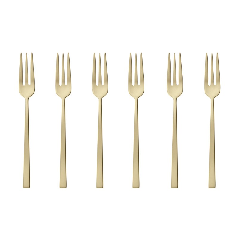 Set 6 forchettine dolce Rock Sambonet antique pvd champagne