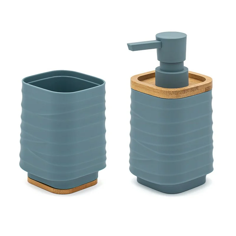 Set accessori dispenser e portaspazzolini d'appoggio in abs turchese cobalto Wave