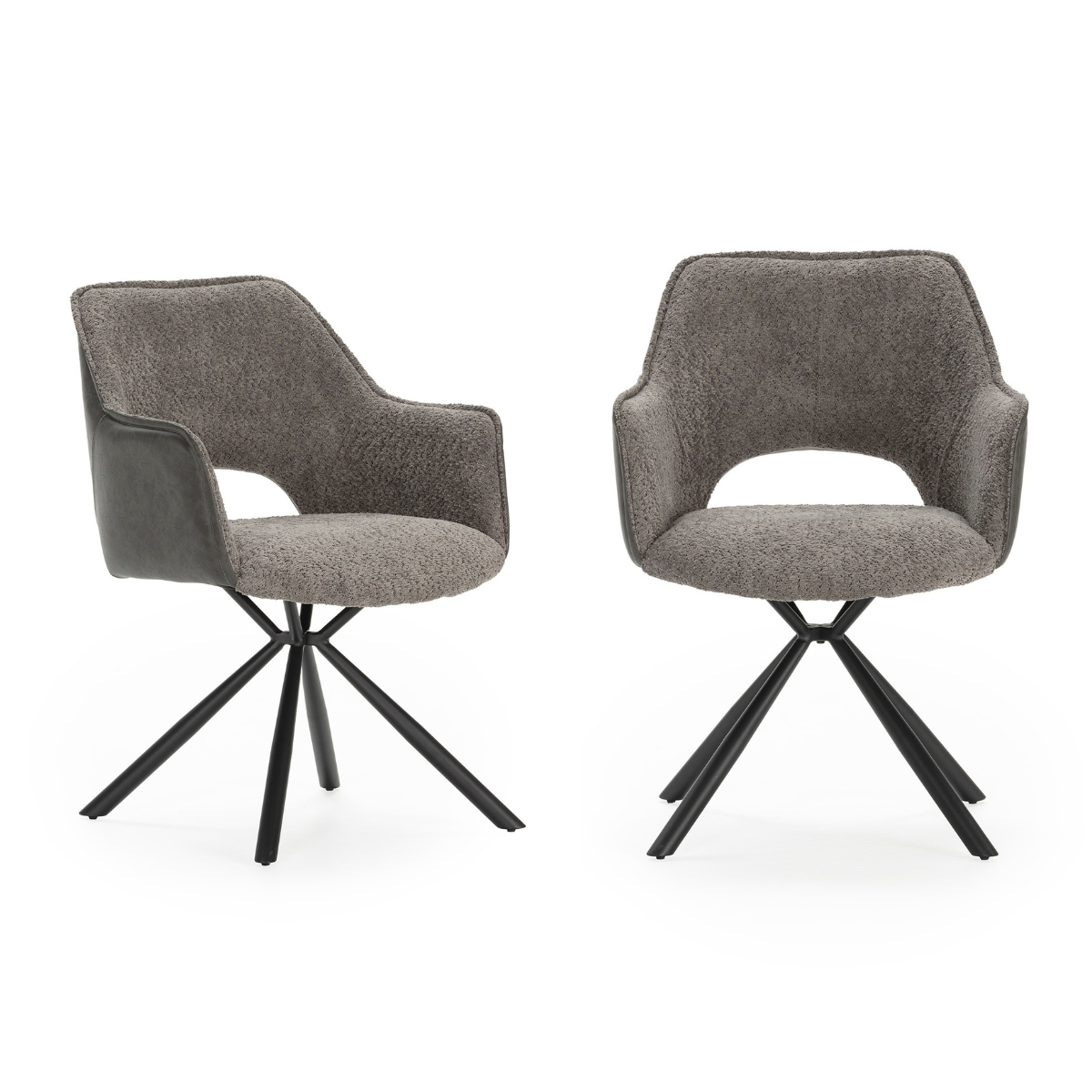 Set di 2 poltrone in tessuto con gambe in metallo nero L62 cm - MARIEL