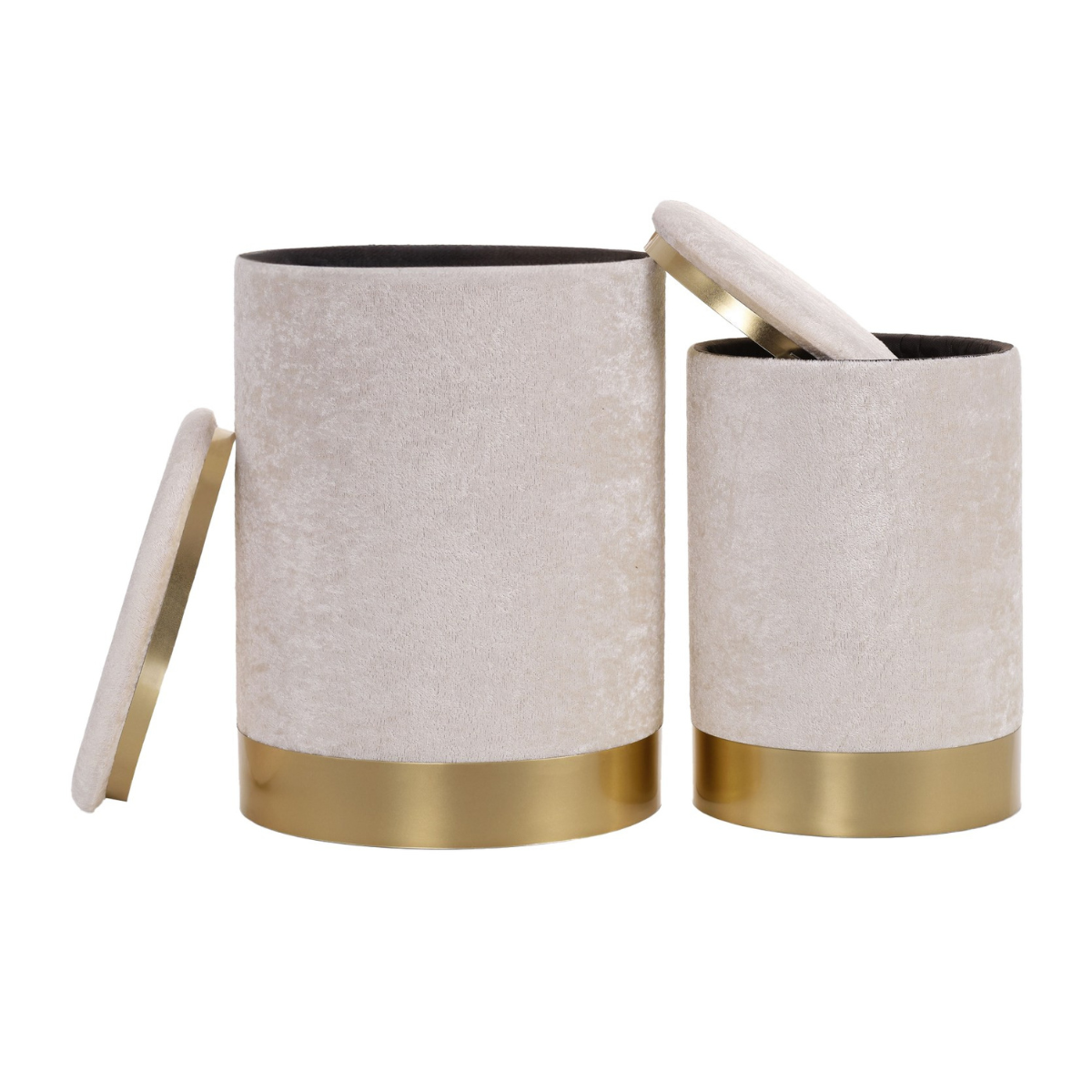 Set di 2 pouf contenitori in velluto D35 cm - COMFORT