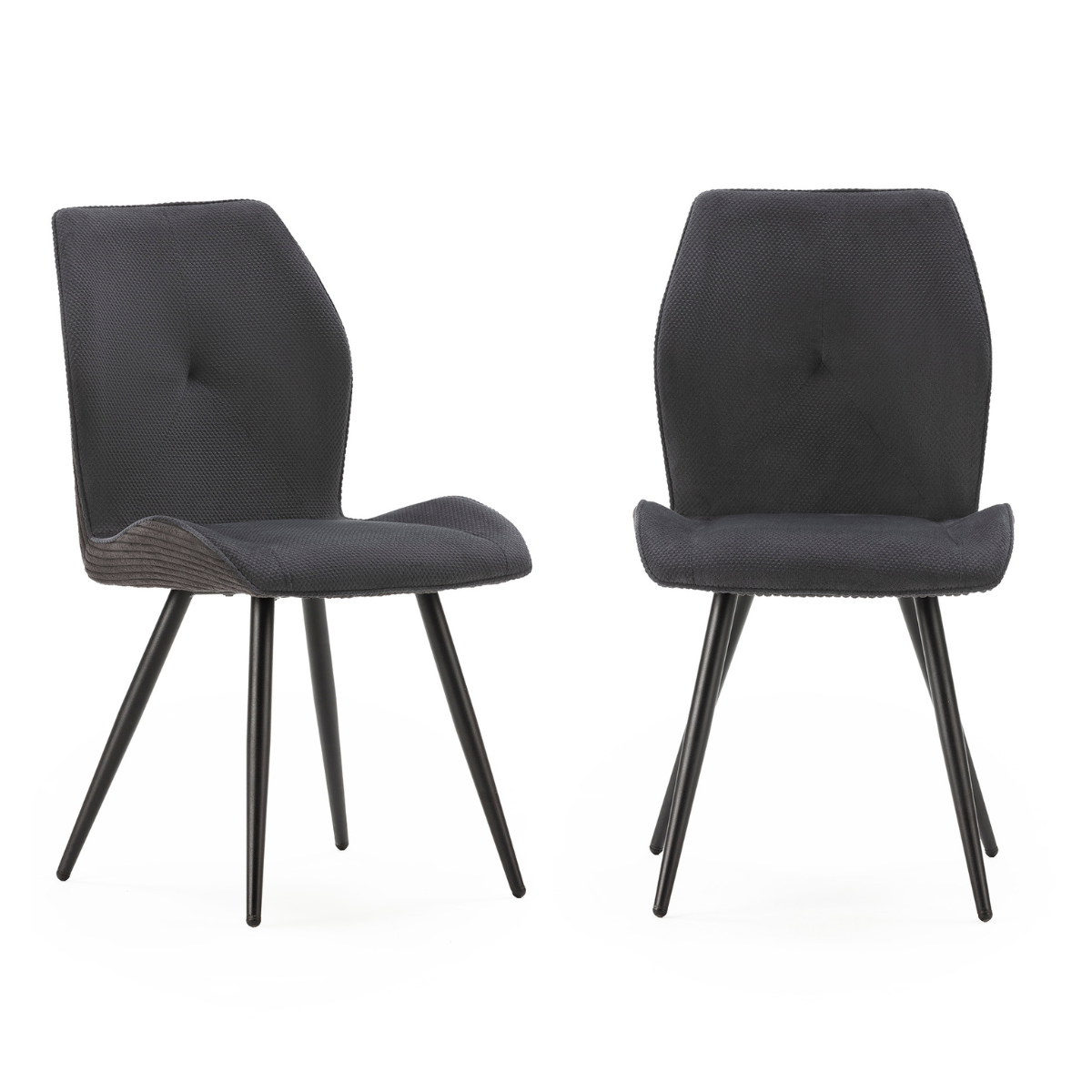 Set di 2 sedie in tessuto con gambe in metallo nero L45 cm - ADAYA