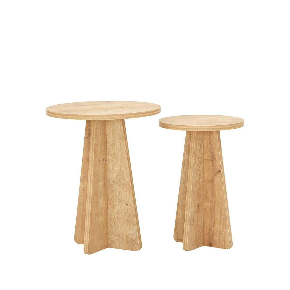 Set di 2 tavolini bassi decorati in legno di rovere zaffiro H50 cm - MUSHROOM