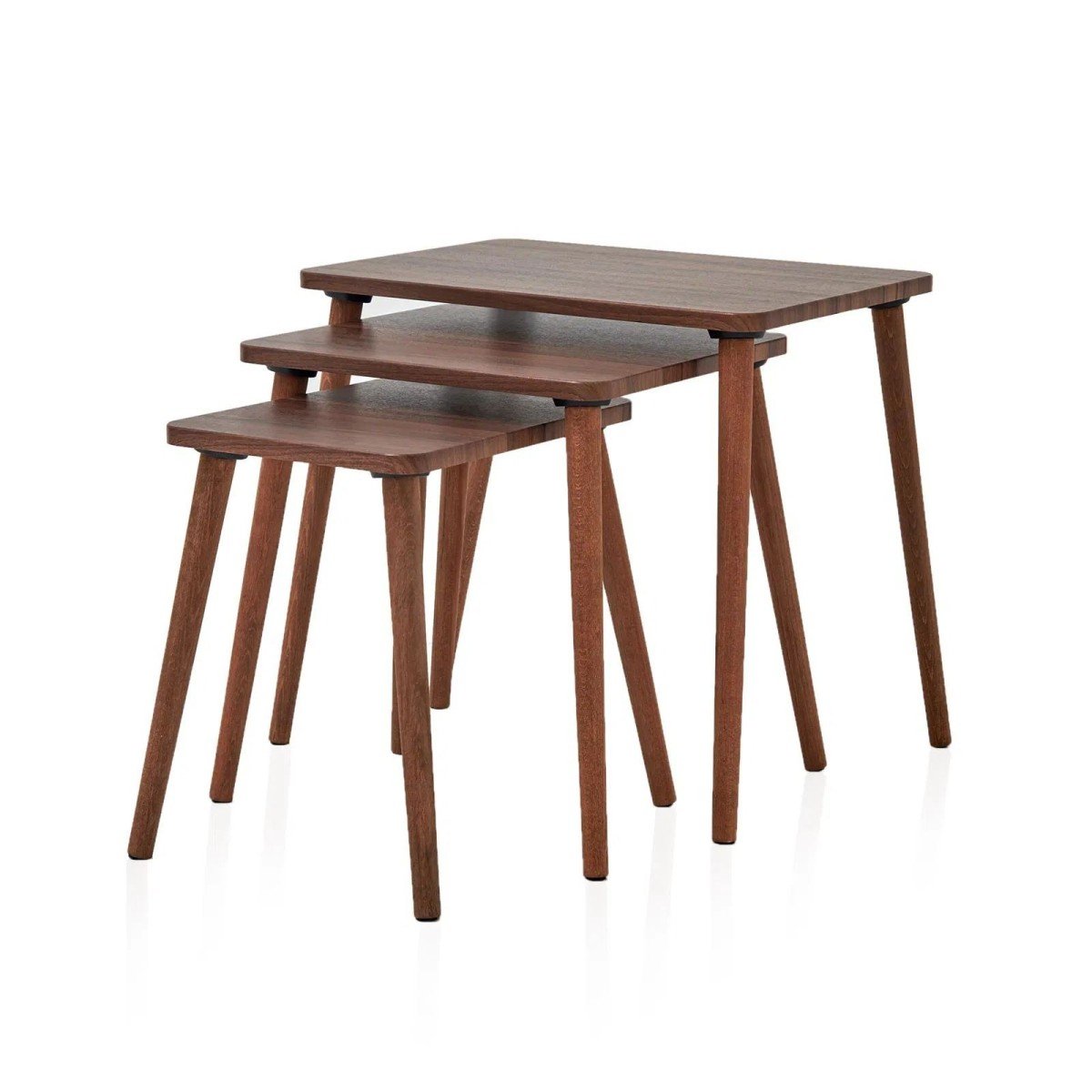 Set di 3 tavolini impilabili, decorazione noce L58 cm - TUVAL