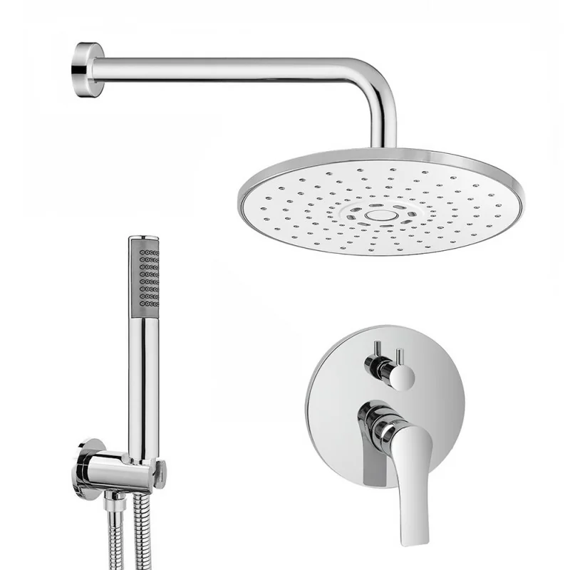 Set doccia braccio 40 cm + soffione ABS 22 cm + kit doccia + miscelatore Flat