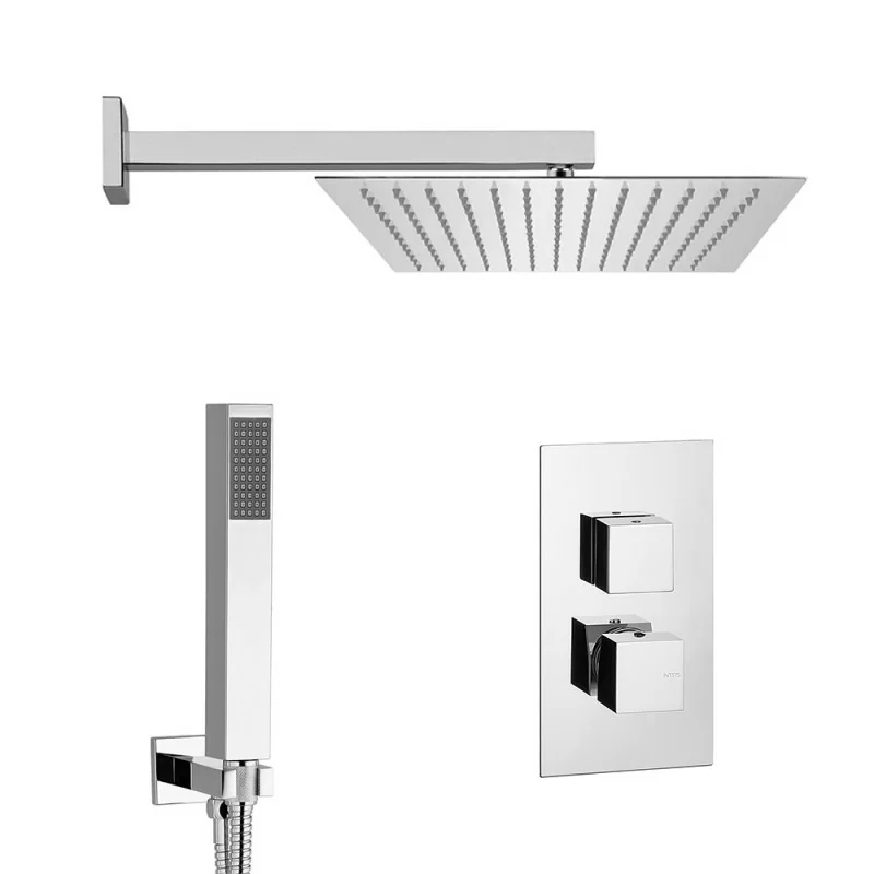 Set doccia incasso completo con soffione quadrato inox e kit doccia Torre