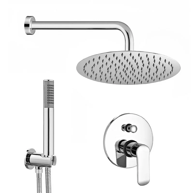 Set doccia incasso con braccio soffione tondo e kit doccino acciaio cromo Dalila