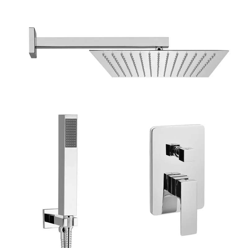 Set doccia incasso soffione 25x25 cm e kit doccia completo Kubo