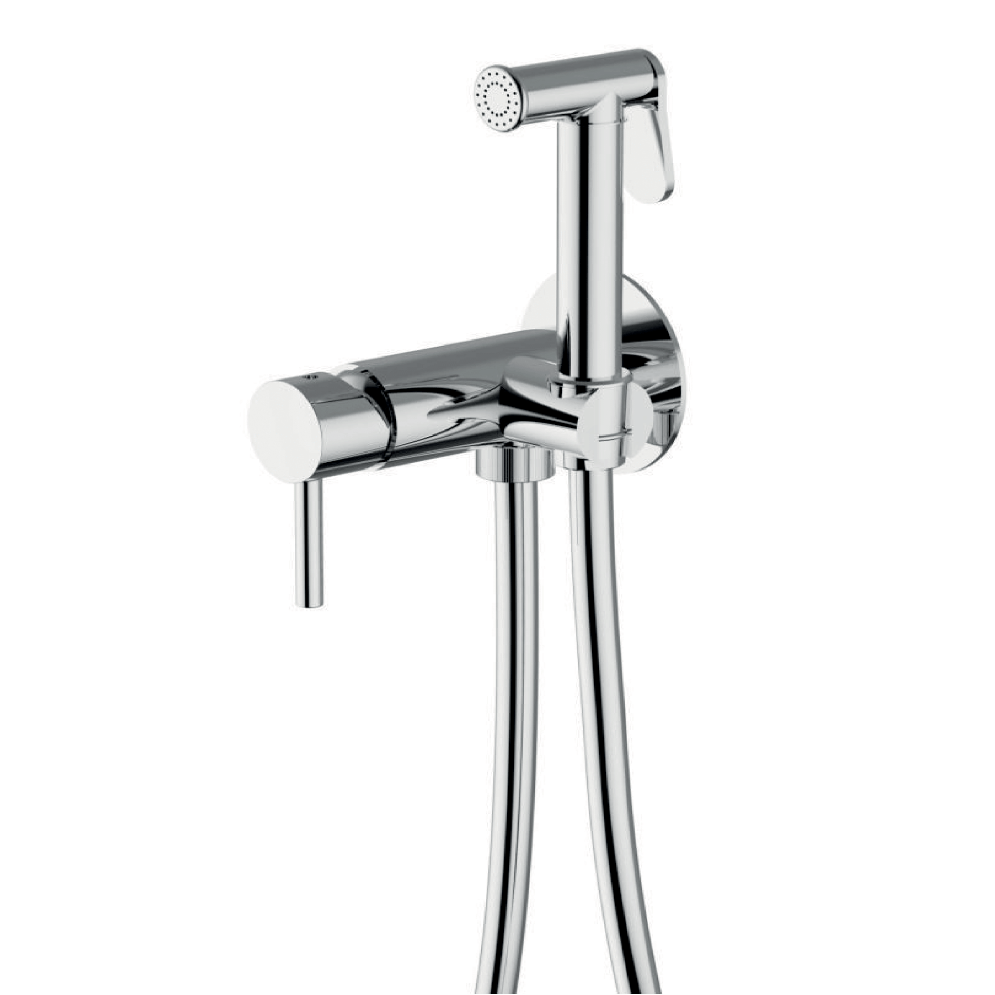 Idroscopino Tondo Con Doccino e Supporto a Muro Teorema "Bath Complements" Cromo Lucido