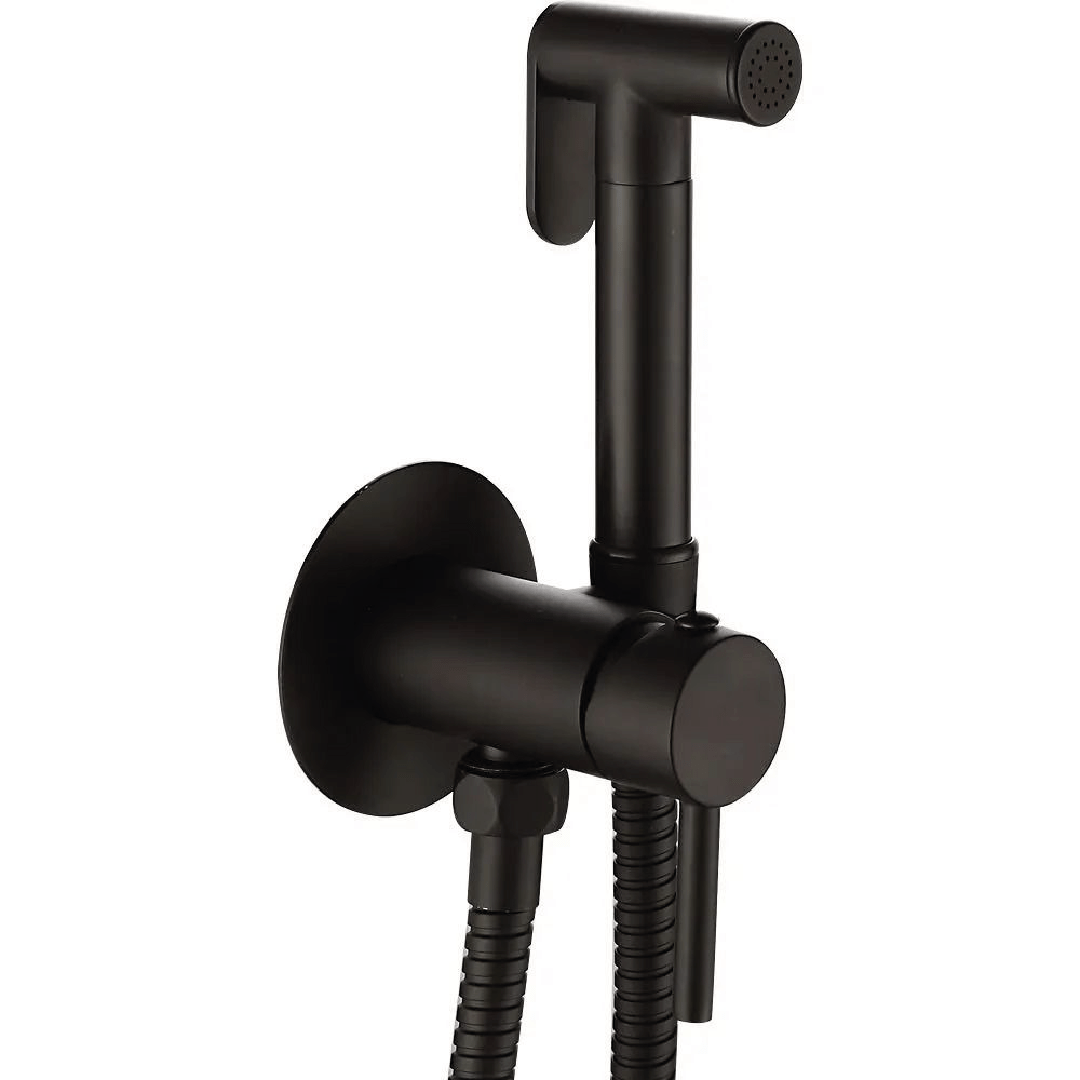 Idroscopino Tondo Con Doccino e Supporto a Muro Teorema "Bath Complements" Nero Opaco