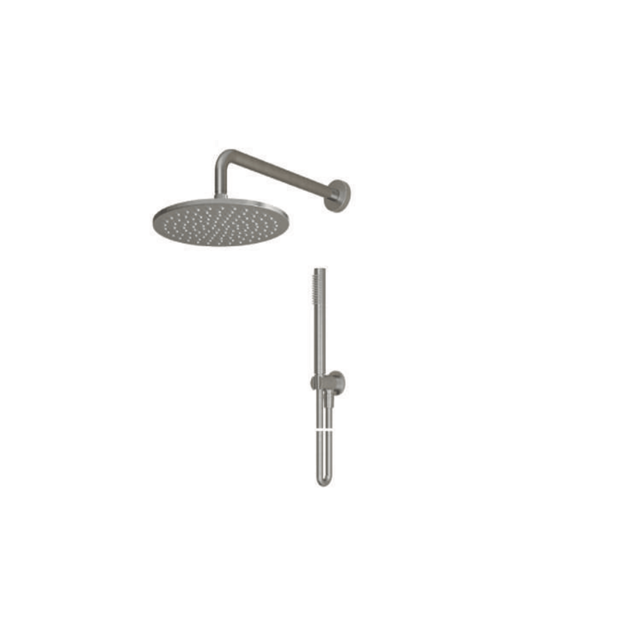 Set Doccia Completo Tondo Soffione Diam.25 Cm "Steel" Inox Spazzolato