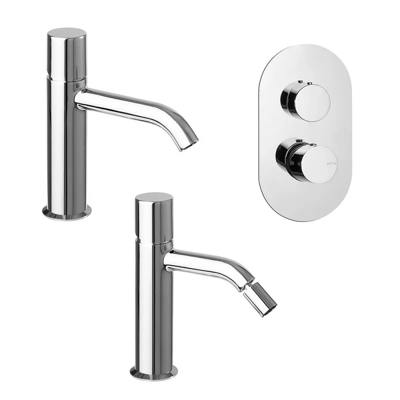 Set miscelatori lavabo bidet e doccia a incasso con deviatore Gemma