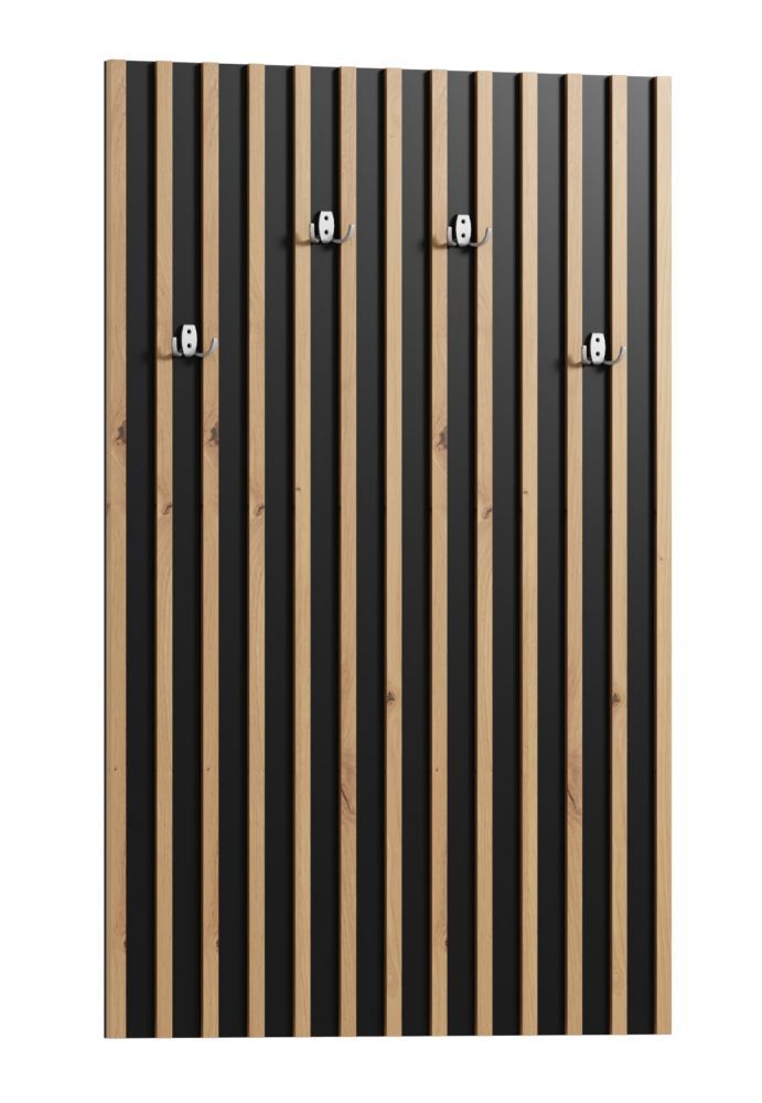 Appendiabiti Cikarang 14, nero / rovere - 110 x 67 x 4 cm (h x l x p)