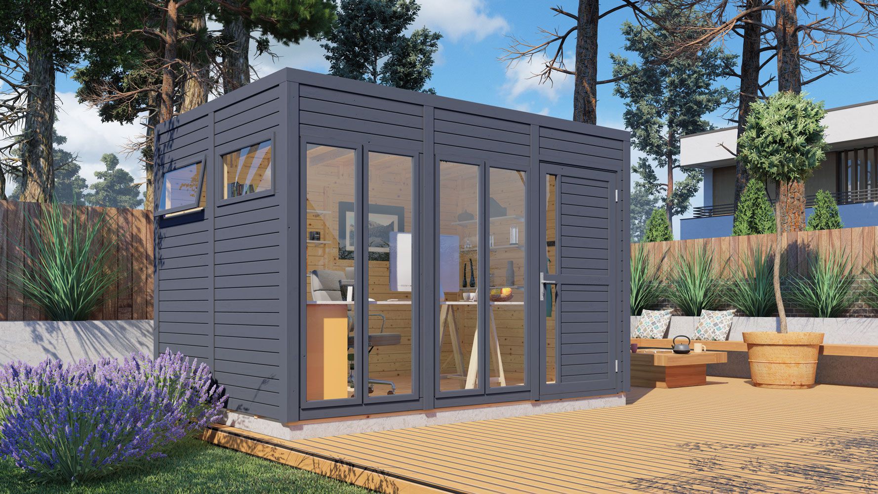 Casetta da giardino Jena 05 incl. pavimento, antracite - elemento casetta da giardino, superficie utile: 7,65 m²