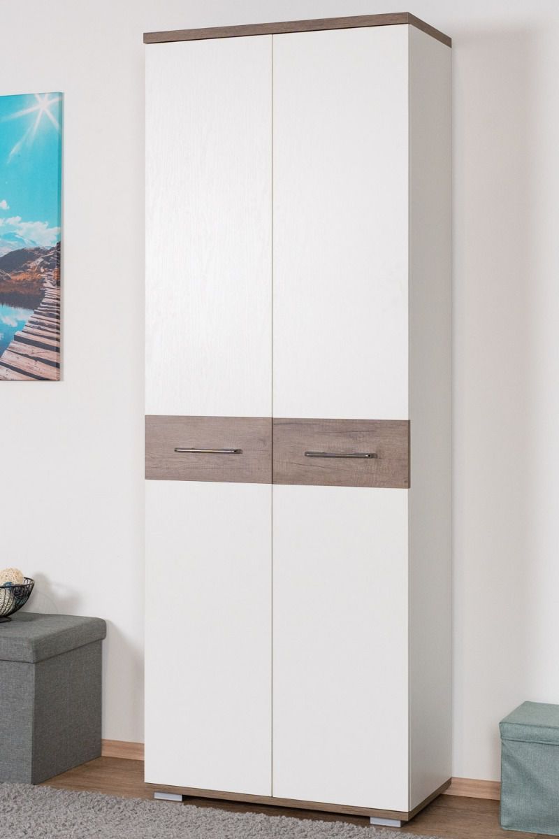 Armadio "Sagone" 01, rovere marrone scuro / bianco - 189 x 68 x 35 cm (h x l x p)