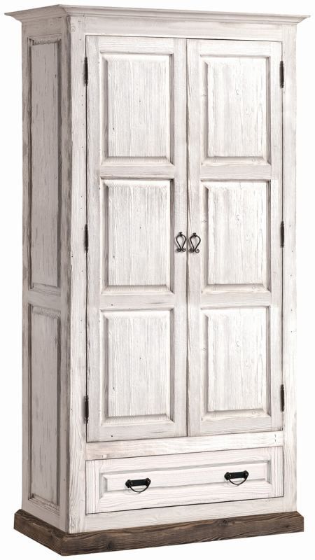 Armadio "Kilkis" 34, pino, bianco antico - 204 x 104 x 56 cm (h x l x p)