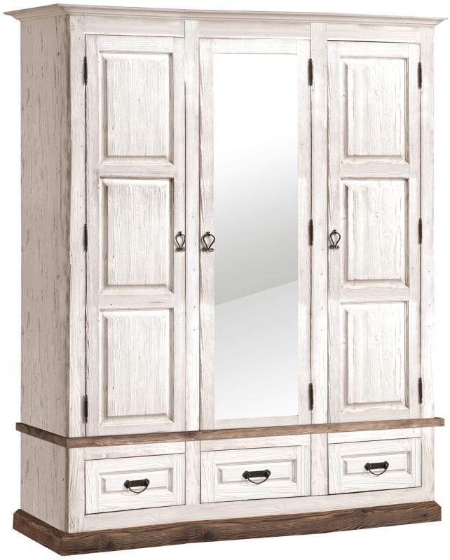 Armadio "Kilkis" 35, pino, bianco antico - 207 x 167 x 56 cm (h x l x p)