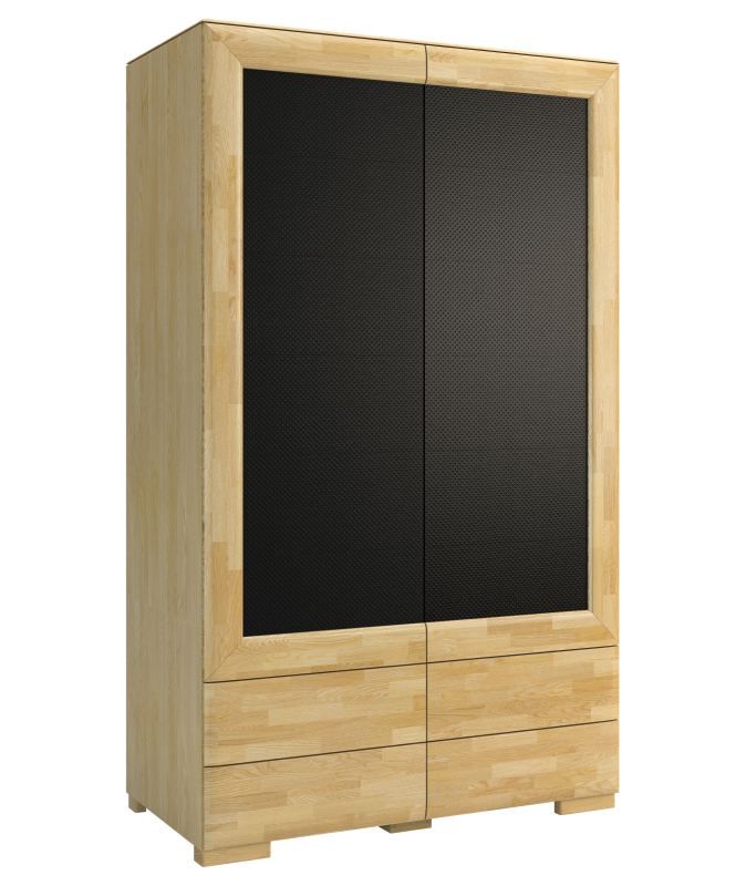 Armadio ad ante battenti "Lipik" 38, rovere / nero, parzialmente massello - 204 x 121 x 61 cm (h x l x p)