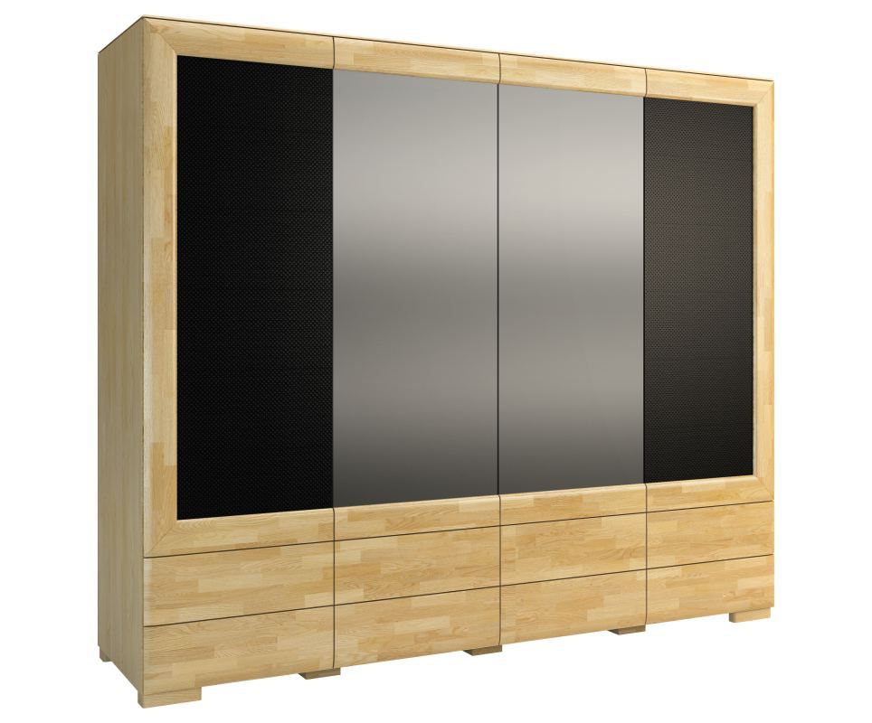 Armadio ad ante battenti "Lipik" 42, rovere / nero, parzialmente massello - 204 x 242 x 61 cm (h x l x p)
