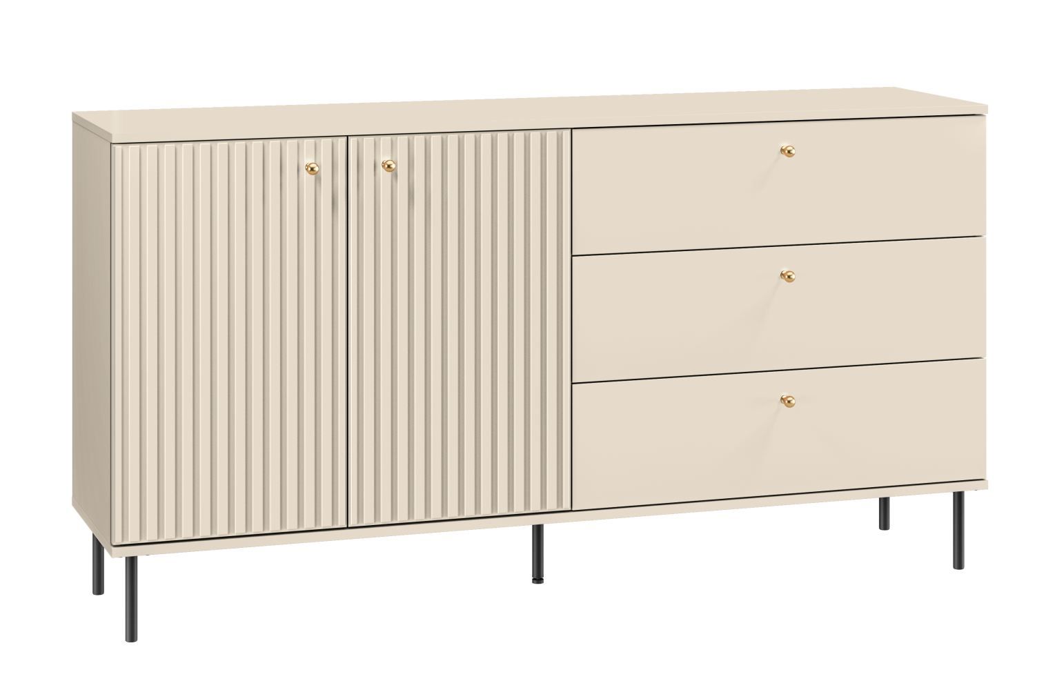Cassettiera Petkula 04, beige chiaro - misure: 85 x 160 x 40 cm (h x l x p), con 2 ante, 3 cassetti e 2 scomparti