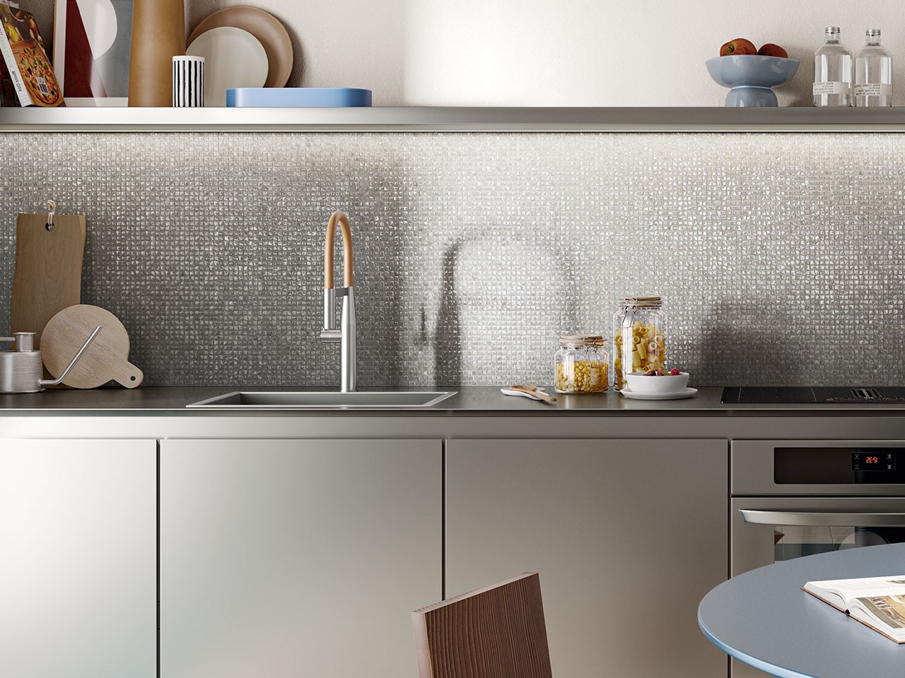 Mosaico in Alluminio Shell Iron 30x31,2 cm Grigio-77009