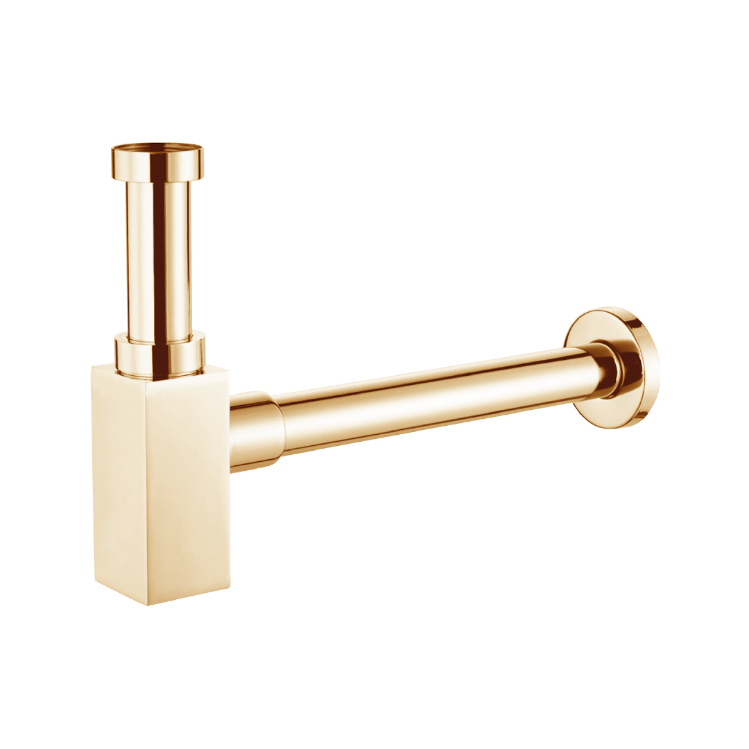Sifone Quadrato a Bottiglia Per Lavabi Sospesi/Da Appoggio Oro