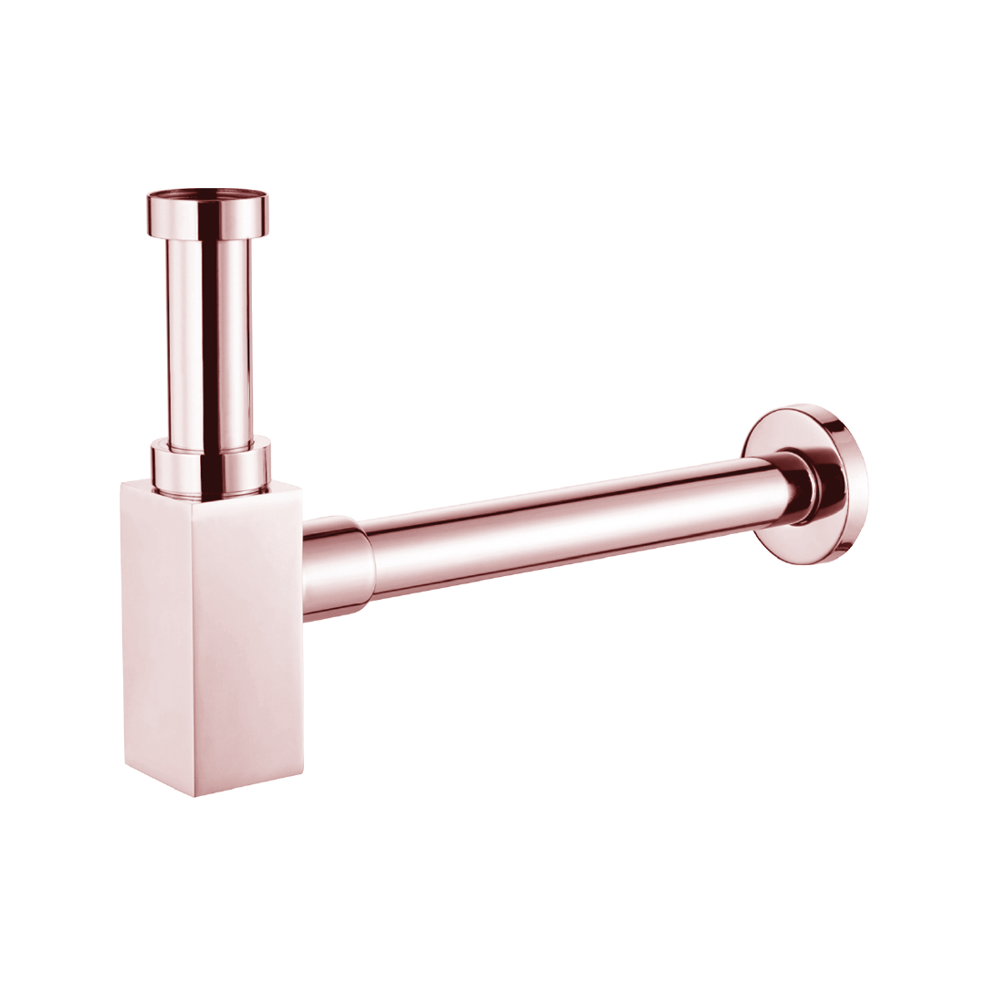 Sifone Quadrato a Bottiglia Per Lavabi Sospesi/D'Appoggio Rubicer Oro Rosa