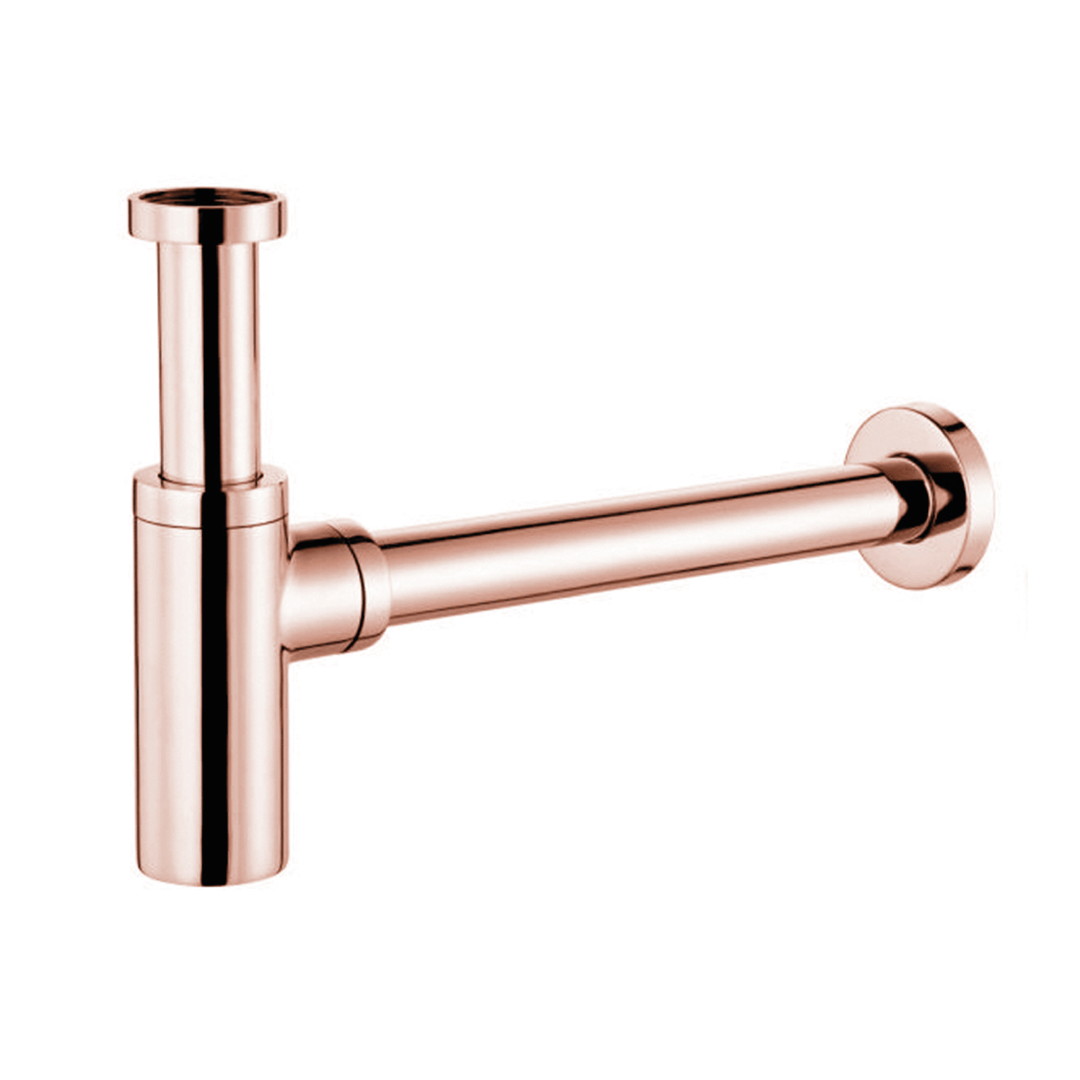 Sifone Tondo a Bottiglia Per Lavabi Sospesi/Da Appoggio Oro Rosa